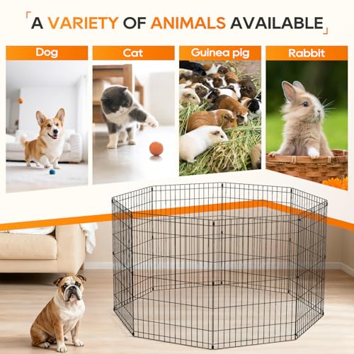 NChanmar Pet Dog Palypen Foldable Portable Metal Dog Fence Pet Exercise Pen Outdoor & Indoor Puppy Palypen Kennel 36 Inch Height 8 Panels w/Door for Camping Yard Lawn and BBQ, Black - size: 36 In