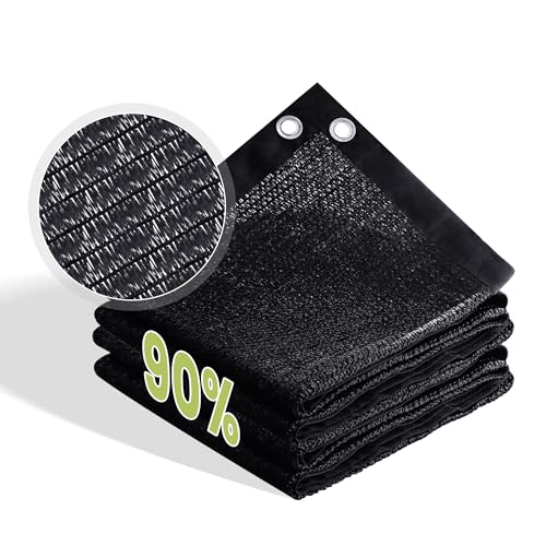 90% Patio Shade Cloth, Outdoor Sun Shade Fabric with Grommets, UV Protection for Backyards, Chicken Coop, Greenhouse, Carport, Garden, Mesh Tarp 4×8 FT, Black