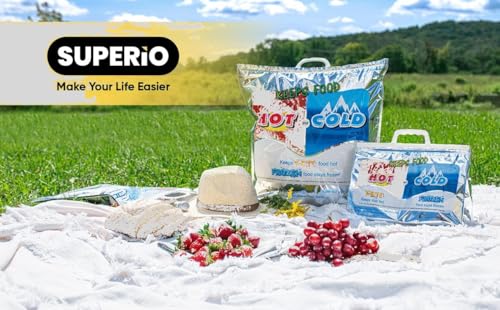 Superio Hot and Cold Insulated Bags for Food Delivery, Grocery Shopping Bags, Food Storage for Hot and Frozen Food for Travel, Disposable Cooler Bag, Reinforced Thermal Lunch Bag (24, 16"x19.25") - color: 24 Pack, size: Large (Meal and Grocery Size)
