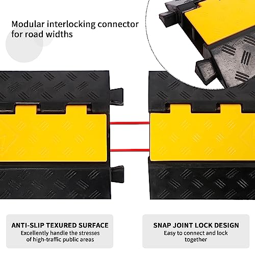 Rubber Cable Ramp Cord Cover Cable Protector Ramps Wire Hose Protective 2 Channel 22000Lbs Load Capacity Traffic Speed Bump for Asphalt Concrete Gravel Driveway Indoor Outdoor, 1 Pack - color: 2 channel-1 pack