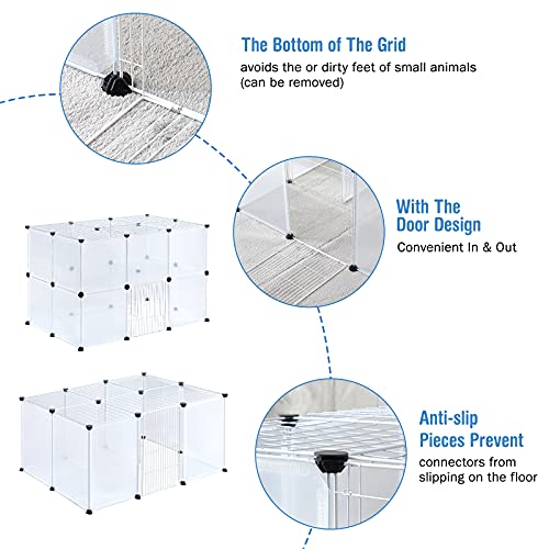 BRIAN & DANY Pet Plastic Playpen, Play Pen Indoor for Kitten, Hamster, Rabbit, Guinea Pig, Clear Enclosure Fence, 17.7 X 13.7 inches, 18 Panels - style: 41.3"L x 27.5"W x 17.7"H