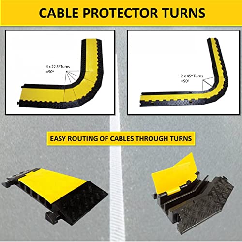 Kable Kontrol Atlas Heavy Duty Cable Protector - 22.5° Degree Right Turn - 3 Channel - CP9986 Compatible - Black & Yellow - Speed Bump and Wire Protector Turn for Indoor & Outdoor Use - size: 3 Channel - Right Turn