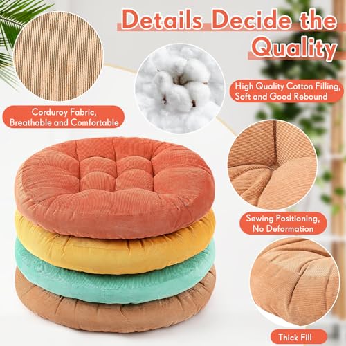 Jerify Floor Pillow Cushions Large Round Square Large Meditation Floor Pillow for Classroom Adult Meditation Picnic Party Seating Learning Daycare School(Round,Yellow Green,4 Pcs) - color: Yellow Green, size: Round