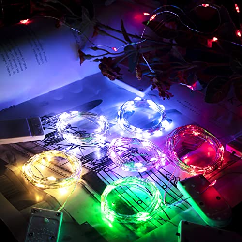 Brightown 12 Pack Led Fairy Lights Battery Operated String Lights Waterproof Silver Wire 7 Feet 20 Led Firefly Starry Moon Lights for DIY Wedding Party Bedroom Patio Christmas (12 Pack, Blue) - color: Blue, size: 12 Pack