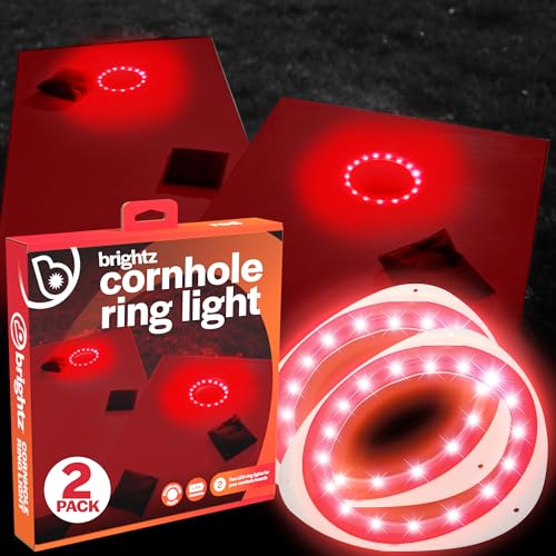 Brightz LED Cornhole Board Ring Lights, 2-Pack - 48-Hour Battery Life - Illuminate Your Game with Dazzling Glows and Ultimate Style for Non-Stop Evening Fun and Excitement (Includes Hole Lights Only) - color: Red