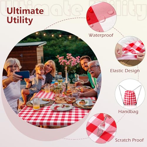 Picnic Table Cover with Bench Covers and Bag, Camping Table Camping Essentials Cover with Elastic Edges (Red) - color: Red