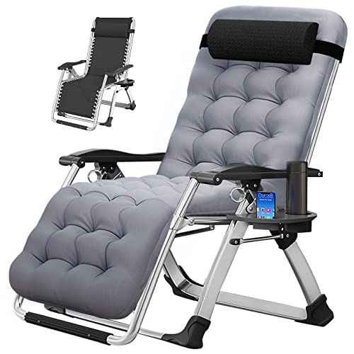 MOPHOTO Zero Gravity Chair, Outdoor Padded Lounge Chair with Side Table, Zero Gravity Recliner Chair, Outdoor Reclining Chair, Sturdy & Comfortable, Supports up to 440lbs - color: Dim Gray, style: Zero Gravity Chair