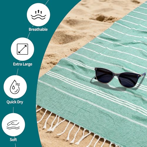 YSYJ 24 Pack Turkish Beach Towel 36"x71" Beach Towels Oversized Bath Towels Sand Free Quick Dry Turkish Towel Bulk Extra Large Pool Blanket Teal - color: Teal, size: 36"x71"- 24 Pack
