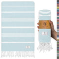Ossano Turkish Beach Towel Quick Dry & Absorbent Oversized (39" x 71") - Compact, Versatile and Functional as Travel Blanket, Bathroom, Shower, Gym and Pool Towels, Yoga, Bath Mat - Baby Blue - color: Baby Blue