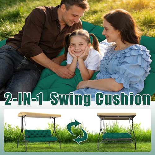 Porch Swing Cushions 2 Seater Thick 5in Outdoor Swing Cushions 40x40 inch Waterproof Porch Swing Cushion Replacement Patio Swing Cushions for Outdoor Furniture Bench (Dark Green-40x40 inch) - color: Dark Green, size: 40x40x5inch