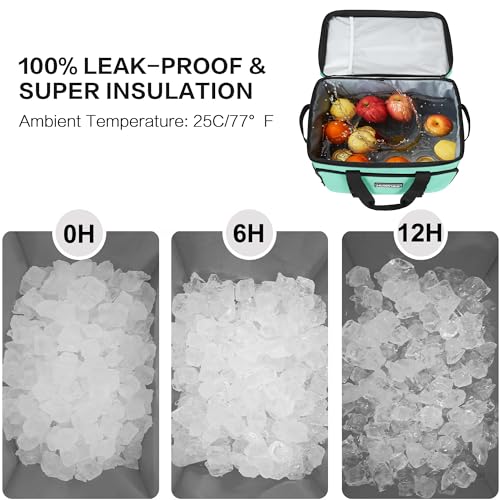 Soft Insulated Cooler Bag Collapsible Large Travel Coolers Soft Sided Coolers Ice Chest, Leakproof, Waterproof - color: light green