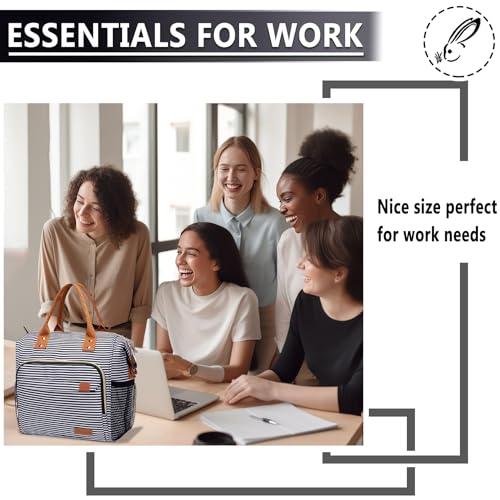 TuErCao Lunch Bag Women Insulated Lunch Box for Work Leakproof Soft Cooler for Picnic Travel Road Trips, Loncheras para Mujer Adult, Stripes - color: A4: Black White Stripes, size: Large