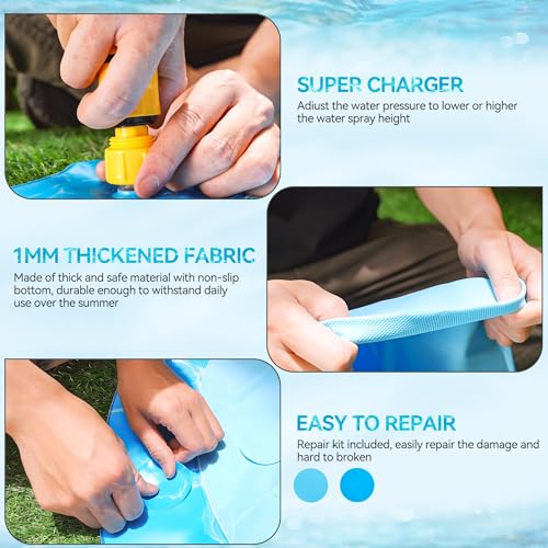 ALL FOR PAWS XL Splash Pad for Large Dogs, 59-inch Summer Splash Water Toy, Anti-Slip Thickened PVC Sprinkler Mat, Outdoor Cooling Play Pad - size: X-Large 59in