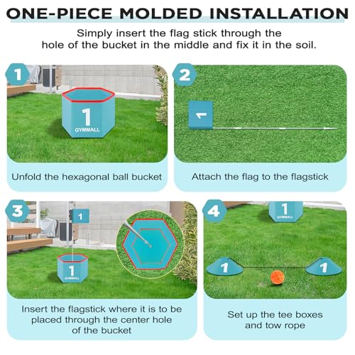 Golf Bucket Yard Game - Backyard Set for Kids, Adults and Family - Outdoor and Indoor Portable 9 Holes Course With Balls, Flags and Carry Bag for Lawn, Park, Beach and Hotel - Blue - color: Blue, size: 9 Holes