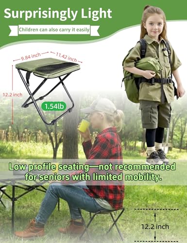 COMELY Camping Stool Folding Chair: All-Terrain Pocket Stool, 4 Anti-Sink Feet Stability, 270Lbs Capacity & 3s Setup, 600D Oxford Durable Seat. 5000 Cycle Tested for Rugged Sites Experienced Campers. - color: Khaki-2 Sets