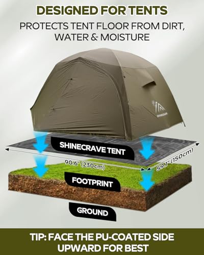 Premium Tent Footprint, PU3000, Oxford Ripstop Fabric, Durable,Tarp Ground Sheet for 2 Person Backpacking Tent Floor Protector for Hiking, Camping, Beach and Picnic (Rectangle(90.6" L x 59" W)