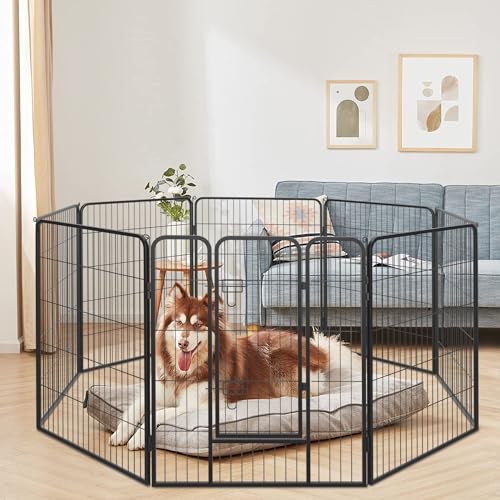 FDW Dog Playpen Dog Pen Dog Kennel 8 Panels 40 Inch Hight Indoor Outdoor Folding Metal Portable Puppy Exercise Pen Heavy Duty Dog Fence for Yard Camping,Black - style: 8 Panels