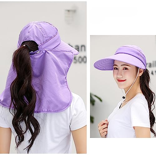 Outdoor UPF 50+ UV Sun Protection Waterproof Breathable Face Neck Flap Cover Folding Sun Hat for Men/Women - color: Purple