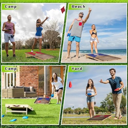 Wooden Cornhole Board Set with Bean Bags, Choose 2x1.3 ft Corn Hole Boards, Portable Outdoor & Indoor Toss Game Sets for Kids Adults and Family Party Camping Equipment