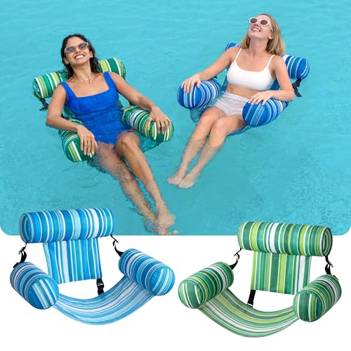 SLOOSH Inflatable Pool Floats Adult,2 Packs Floating Lounge Chairs,Blow up Pool Noodles for Adult Heavy Duty,Floating Chair for Party Summer Water Beach Lake Fun - style: Stripe