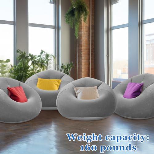 Realspring Inflatable Bean Bag Chairs Outdoor Blow up Camping Chairs Inflatable Lazy Sofa Folding Portable Bean Bag Loungers Couch for Movie Night(Dark Gray,4 Pcs) - color: Dark Gray