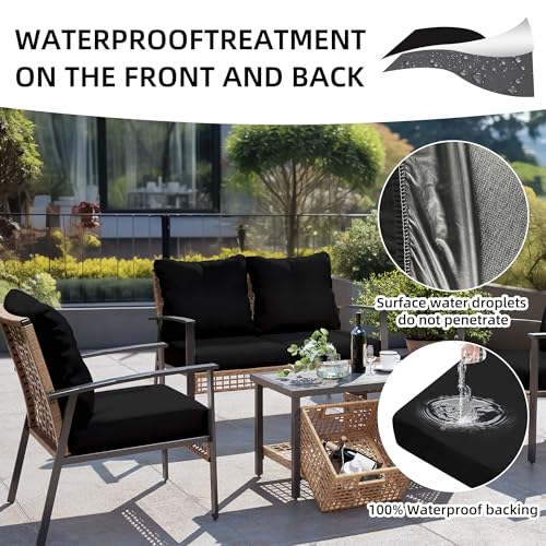 12Pcs Outdoor Cushion Covers, Patio Cushion Covers,Stretch Elastic Slipcovers, Replacement Washable & Reusable Furniture Protector for Patio Couch (Black,Cover Only) - color: Black, size: 12Pcs-Solid color