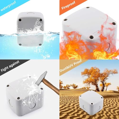 Nineleaf Waterproof Junction Box,IP66 Weatherproof Electrical Project Boxes,3.3 x 2.8 x 2.3 inch,Universal PVC/ABS Plastic Project Enclosure Box,White - color: White, size: 86x74x62mm