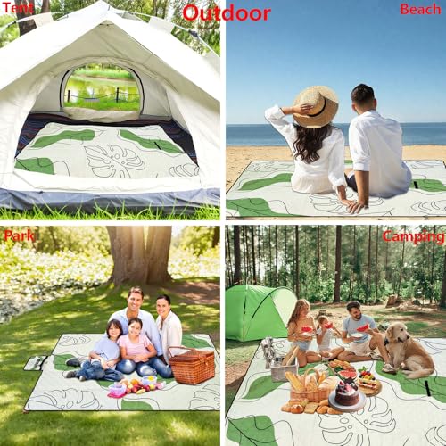 Cute Large Picnic Blanket 79"X60" Foldable Waterproof Outdoor Picnic Beach Mat Sand Proof Blanket Compact Portable with Carry Strap Cozy Beach Rug for Camping Park Lawn Hiking Indoor Play Mat, Leaf - color: Leaf