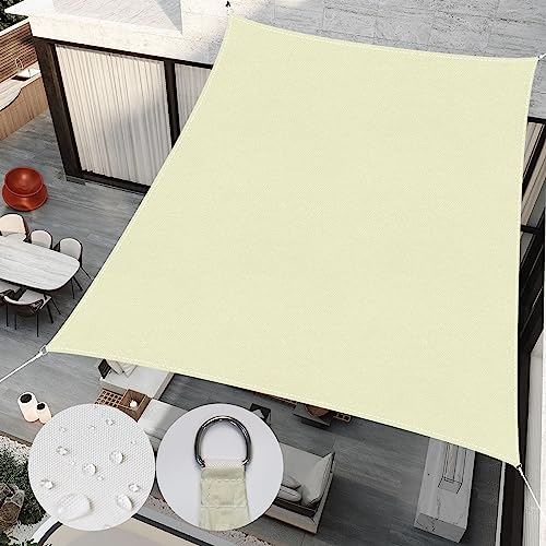 RICHIE Upgrade 12'x12' Sun Shade Sail Square Canopy, Water Resistant & UV Block Sunshade for Outdoor Patio Lawn Beach Garden Carport Backyard Deck Pergola, Beige - color: Beige, size: 12'x12', style: Rectangle