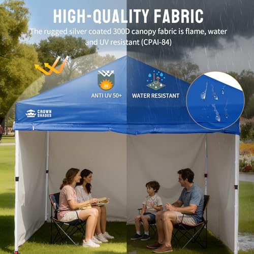 CROWN SHADES 10X10 Commercial Instant Canopy Pop Up Tent with Center Lock, 300D Fabric, 4 Sidewalls, Sto'N Go Bag, Blue - color: Blue, size: 10x10 Classic
