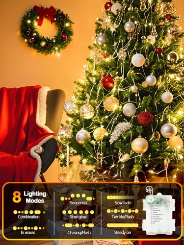100 LED Fairy Lights Battery Operated with Remote, 33FT Waterproof Twinkle Lights with Timer & 8 Modes, Fairy String Lights Outdoor Indoor for Bedroom Classroom DIY Christmas Decor (Warm White) - color: Warm White, size: 1 Pack
