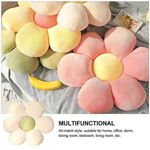 LEHU Flower Pillow, Flower Shaped Seating Cushion -Cute Daisy Pillow for Girls Tweens Room Decor Flowe Floor Pillow for Reading and Lounging Comfy (White + green-23'') - color: White + Green, size: 23''