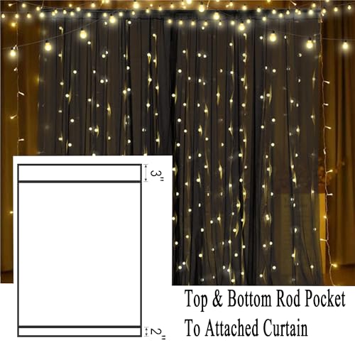 10 x 10 Outdoor Black Tulle Backdrop Curtains Waterproof Voile Sheer Screen Breathable Mash Netting Light Filtering Privacy Curtains for Patio Porch Yard Pergola Gazebo, 2 Panels - color: Black, size: 125"W x 120"L (Pack of 2)