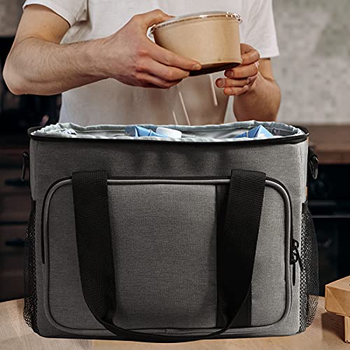 MIER Mens Lunchbox for Work Insulated 24 Cans/15L Large Lunch Bags Leakproof Adult Women Lunch Box Coolers for Travel Beach Picnic Office, Gray - color: Light Gray