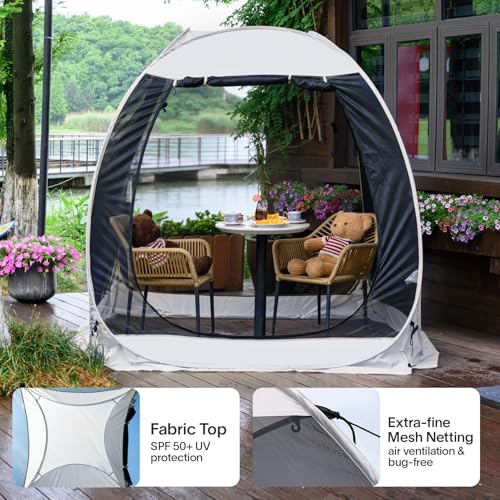 Alvantor 6'x 6' Pop Up Screen House Tent, Instant Outdoor Gazebo with Mosquito Netting & UPF 50+ Sun Protection, Portable Canopy Shelter for Patio, Backyard, Camping (Fits 2-3 Adults),Gray - color: Gray, size: 6'x6'