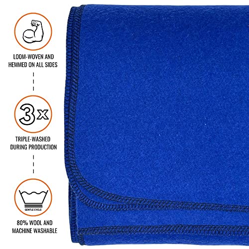 Arcturus Military Wool Blanket - Warm, Thick, Washable - Great for Outdoors, Camping, Stadium Blanket, Picnics, Travel - Car & Bushcraft Survival Kits - color: Royal Blue