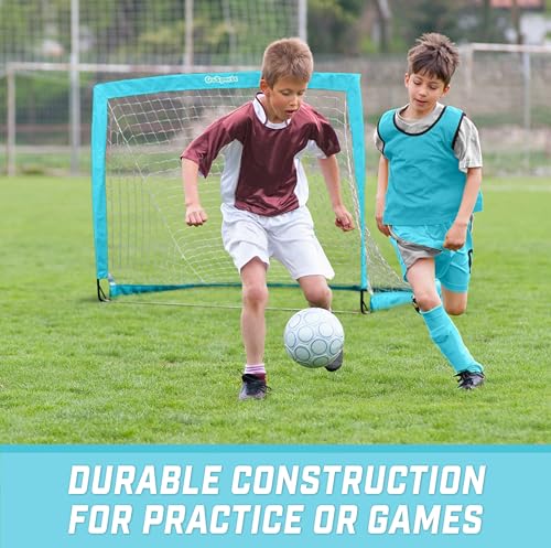 GoSports Portable Soccer Goals for Kids - 13 Color Options - Choose 4 x 3 ft or 6 x 4 ft - Team Tone Pop Up Nets for Backyard - color: Light Blue, style: 4 ft x 3 ft