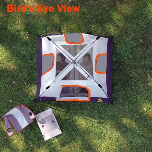 3/4 Person Camping Tent with 1 Door, 4 Windows, and Upgraded Ventilation– Instant Setup, Waterproof, 8'x 8'x 67''Oxford Fabric Floor Pop Up in 60 Seconds Includes Rainfly and Backpack - color: 4 Person -Grey