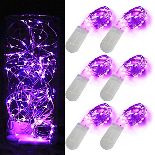 6 Pack Fairy Lights Battery Operated No Remote LED Starry String Lights 30 Micro Starry LEDs on 10ft Copper Wire Light for DIY Wedding Centerpiece Table Decorations (Purple) - color: Purple, size: 10ft