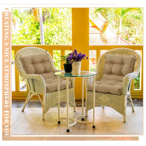 Marsui 4 Pcs Outdoor Indoor High Back Chair Cushions Patio Furniture Tufted Pillow with Ties Water-Resistant Replacement Outdoor Rocking Chair Cushions, 42 x 21 Inches (Dark Brown,Solid Color) - color: Dark Brown, size: Solid Color