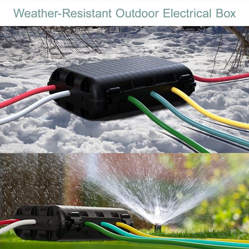 Outdoor Electrical Box(9.05x6.61x2.67inch), IP54 Waterproof Extension Cord Cover 9 Cable Entry Ports Connection Hider Box Safety Protector, Protect Plug, Holiday Light, Timer,and Power Strip, Black - color: Black