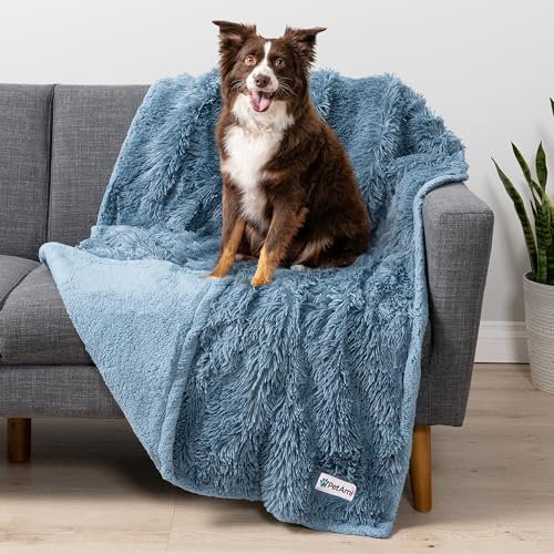 PetAmi Waterproof Dog Blanket for Couch, Bed & Furniture,Reversible Sherpa & Faux Fur Pet Blanket, Leakproof Blanket for Dog Cat, Washable Couch Protector, Soft Calming Pet Throw (40x60, Light Blue) - color: Dusty Blue, size: Large (40x60)