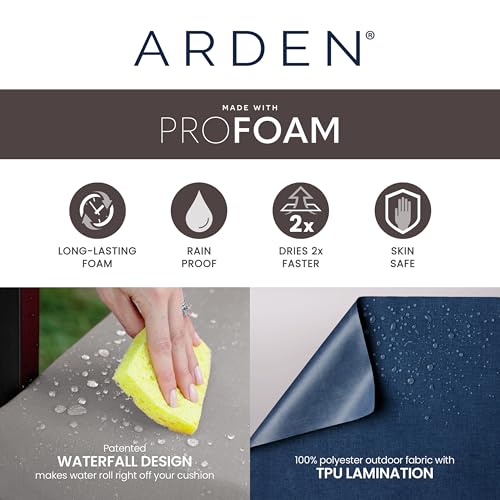 Arden Foam Outdoor Round Back Seat Cushion Kit, 20 x 19, Made with ProFoam, Rain-Proof, Fade Resistant, French Blue Linen Stripe - color: French Blue Linen Stripe, style: 20 x 19 Foam Rounded Back Seat Cushion