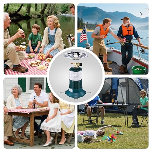Propane Camping Stove With Propane Burner, Single Burner Bottle Top Propane Stove Adjustable Flame for Backpacking,Hiking,Camping,Tank Top Stove With USB Cable (Fuel not included)