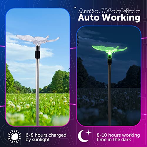 GIGALUMI Solar Garden Lights, 3 Pack Solar Butterfly Lights Decoration, Outdoor Garden Decoration Color Changing LED, Outdoor Decorative for Pathway, Lawn, Patio, Driveway - size: 3pack