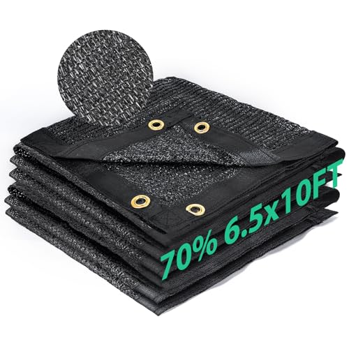 Kesfitt 70% Shade Cloth 6.5x10 ft, Breathable HDPE Mesh Sun Shade Tarp for Garden & Greenhouse, UV Resistant Outdoor Shade Fabric with Copper Grommets for Plants, Patio, Yard - size: 6.5ftx10ft, style: 70% Shading Rate