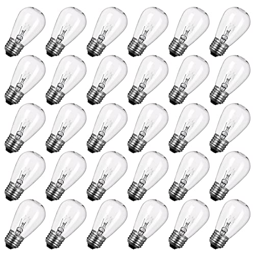 30 Pack S14 Clear Bulbs 11 Watt Warm Replacement Incandescent Glass Light Bulbs with E26 Medium Base for Indoor and Outdoor Commercial Grade Outdoor Patio Vintage String Lights - style: 30 Pack