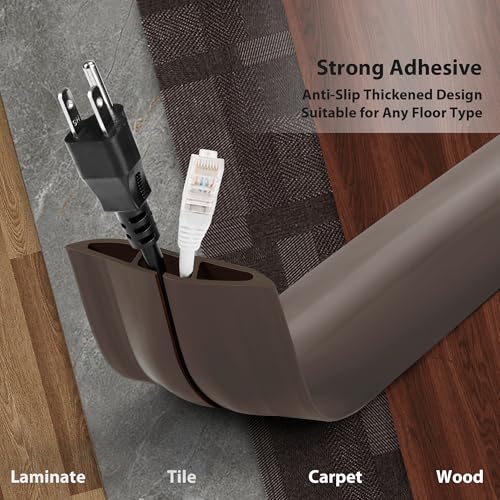 Brown Cord Protectors - 6ft Expansion Cord & Power Cord Covers, Floor Cable Management, Outdoors Extension Cord Cover - 0.6' W x 0.31' H