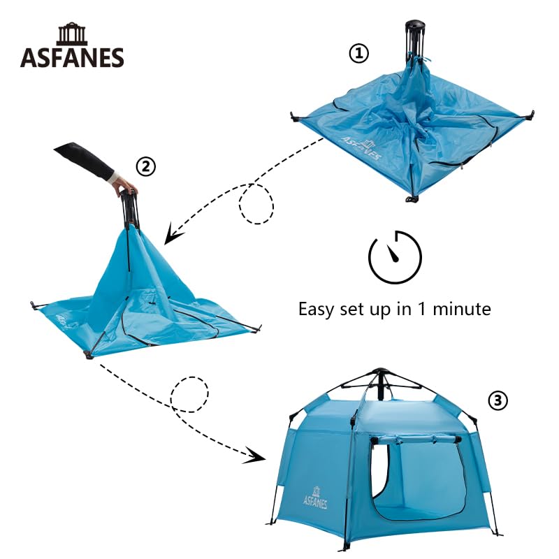 ASFANES Outdoor Pet Automatic Camping Tent, Pop up Cave Bed for Indoor Cats and Small Dogs, Portable Cat House Dog House, Sky Blue. (No Ventilation mesh, Door Must be Left Open for use) - style: Sky Blue