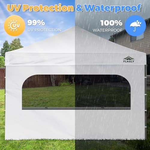 10x10 Pop Up Canopy Sidewall - 1 PC 300D Waterproof Attachable Tent Wall, Privacy Shade for Outdoor Events, Vendor Booths (Tent Not Included, with U-Shaped Window) - style: with U-Shaped Window